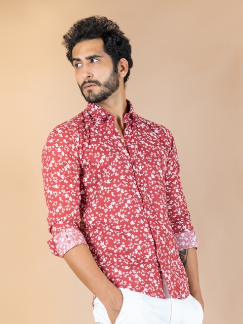 

Tistabene Men Red Floral Printed Casual Shirt