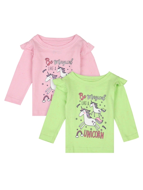 

Bodycare Kids Girls Green & Pink 2 Unicorn Printed T-shirt