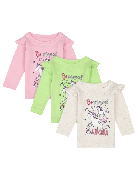 

Bodycare Kids Girls Pink & Green 3 Unicorn Printed T-shirt