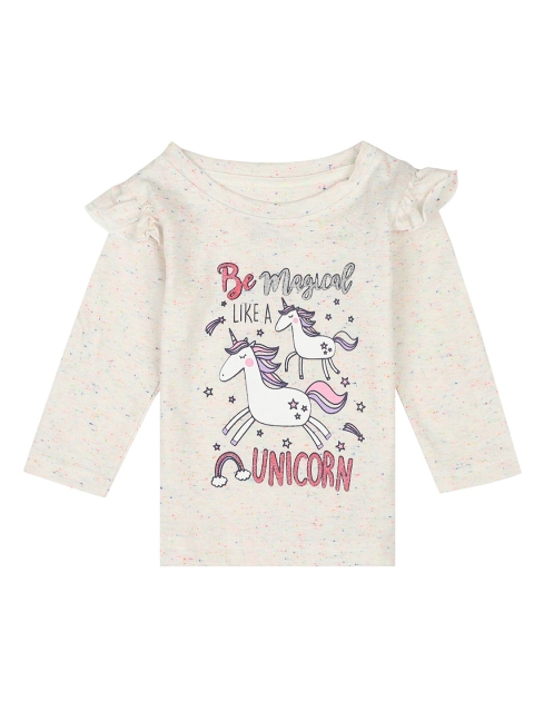 

Bodycare Kids Girls Off White Unicorn Printed T-shirt