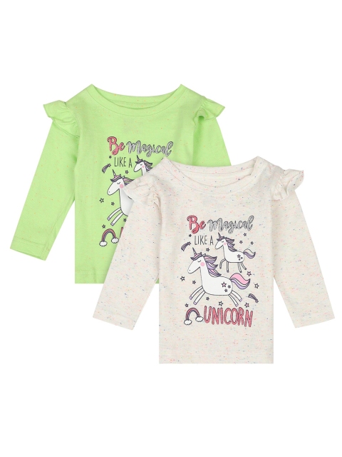 

Bodycare Kids Girls Green & Off White 2 Unicorn Printed T-shirt