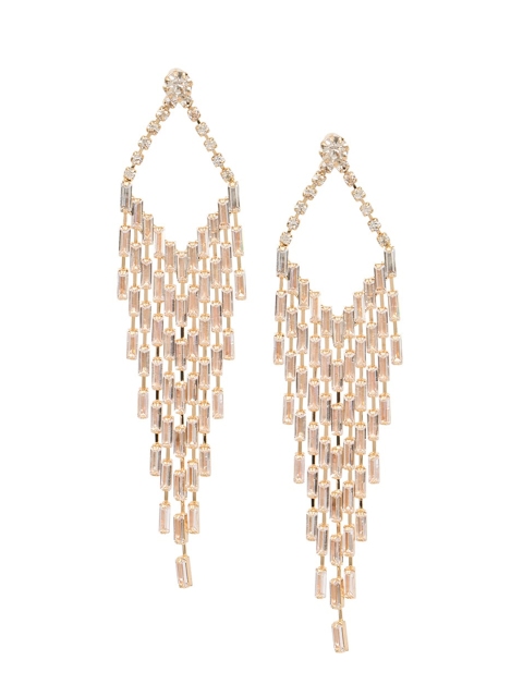 

Kazo Gold-Toned & White Contemporary Drop Earrings