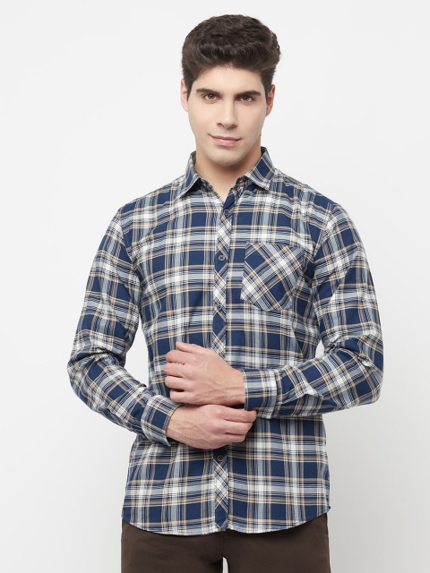 

METTLE Men Blue Tartan Checked Casual Shirt