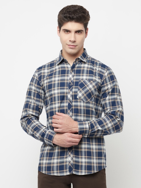 

METTLE Men Blue Tartan Checks Checked Casual Shirt