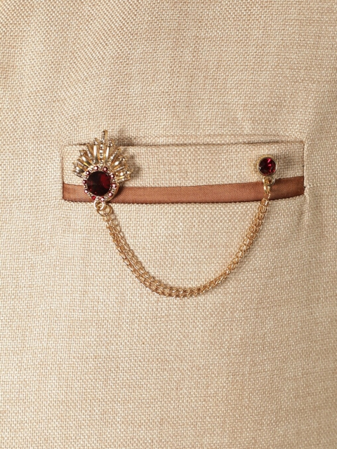 

Alvaro Castagnino Men Gold-Toned & Red Stone-Studded Lapel Pin
