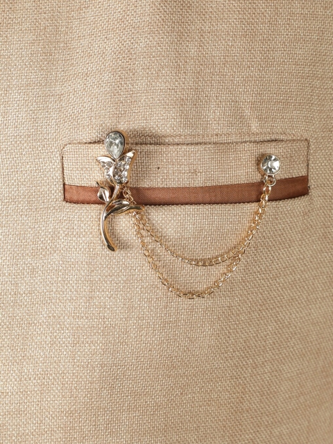 

Alvaro Castagnino Men Gold-Toned & White Stone-Studded Lapel Pin