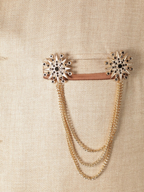 

Alvaro Castagnino Men Gold-Toned & Black Stone-Studded Lapel Pin
