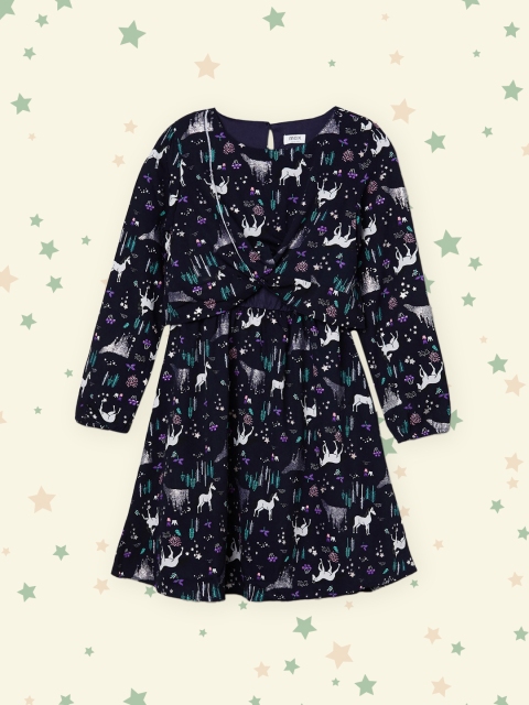 

max Navy Blue Printed Dress