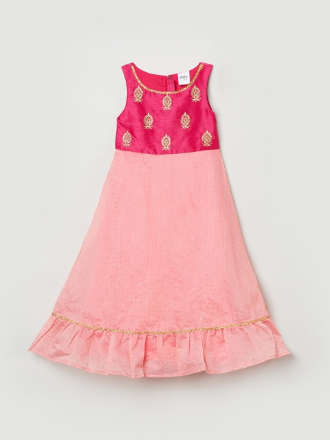 

max Pink Ethnic Motifs Embroidered A-Line Maxi Dress