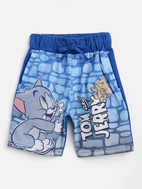 

Eteenz Boys Blue & Grey Pure Cotton Tom & Jerry Printed Regular Shorts