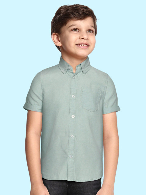 

Marks & Spencer Boys Green Pure Cotton Solid Casual Shirt