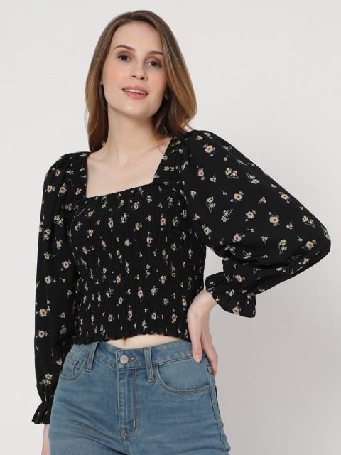 

Vero Moda Black Floral Print Crop Top