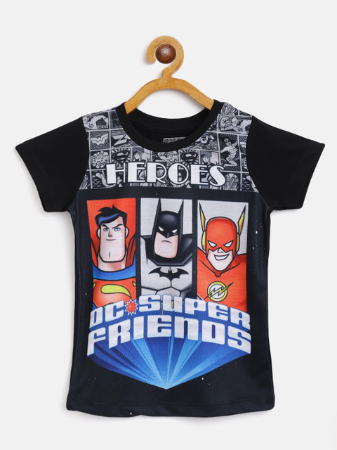

Eteenz Boys Black & Blue DC Super Friends Print T-shirt