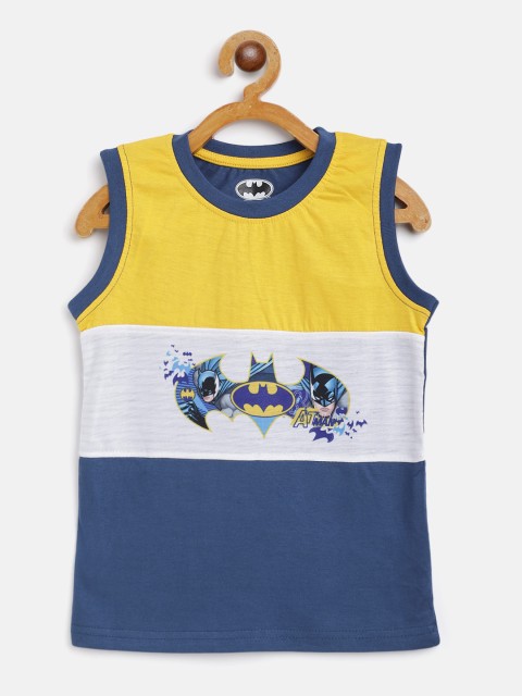 

Eteenz Boys Blue & Yellow Batman Colourblocked T-shirt