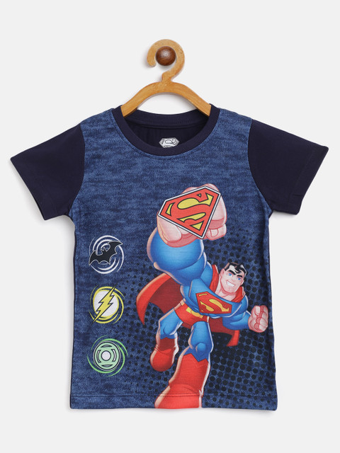 

Eteenz Boys Navy Blue & Red Superman Printed T-shirt