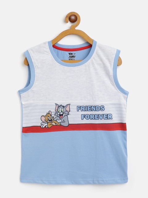 

Eteenz Boys Blue & Grey Melange Colourblocked T-shirt
