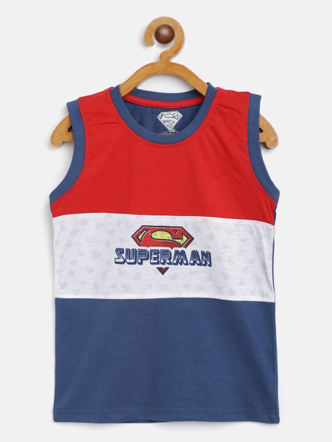 

Eteenz Boys Blue & Red Superman Colourblocked T-shirt