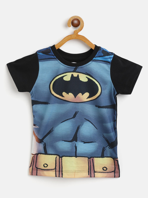 

Eteenz Boys Black & Blue Batman Printed T-shirt