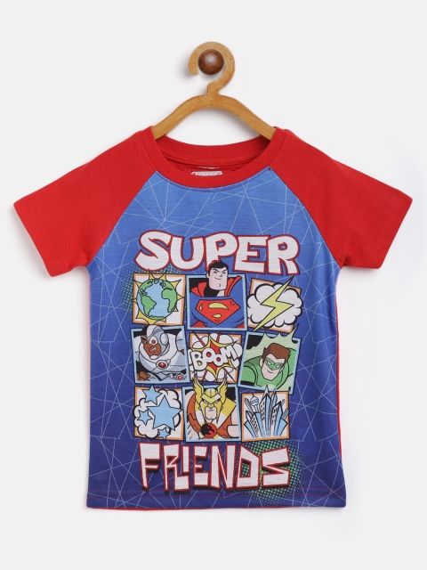 

Eteenz Boys Blue & Red Cotton Super Friends Superman Print T-shirt