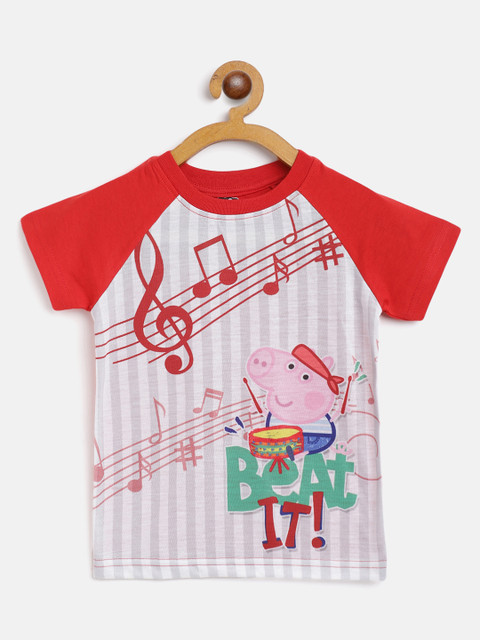 

Eteenz Boys Red & Grey Cotton Peppa Pig Print T-shirt