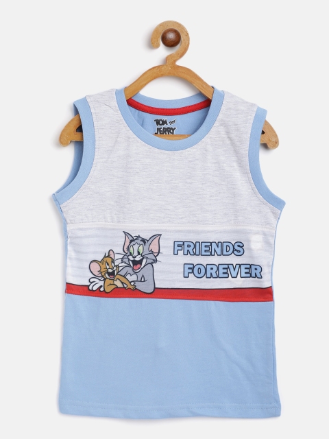 

Eteenz Boys Blue & Grey Melange Cotton Tom & Jerry Print T-shirt