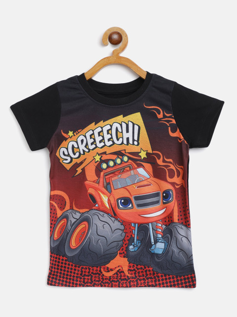 

Eteenz Boys Red & Black Cotton Blaze & The Monster Machines Print T-shirt