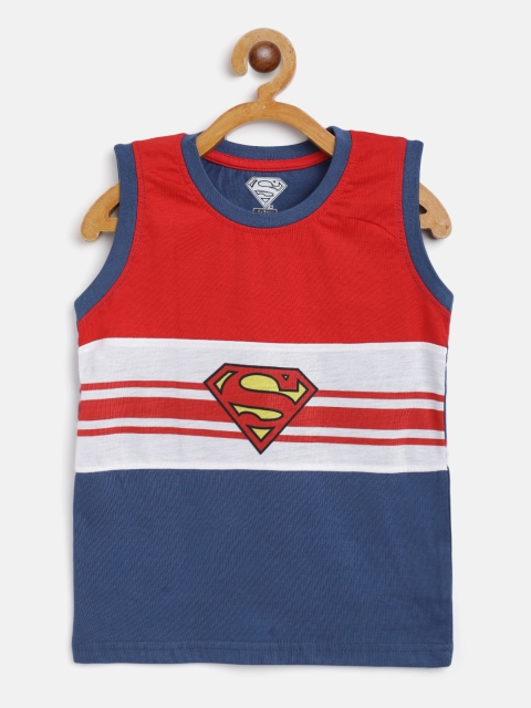 

Eteenz Boys Blue & Red Colourblocked with Superman Print Sleeveless T-shirt