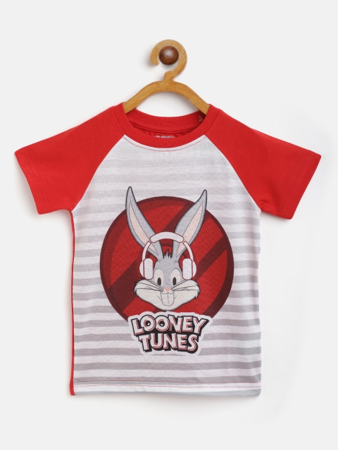 

Eteenz Boys Red & Grey Looney Tunes Printed T-shirt