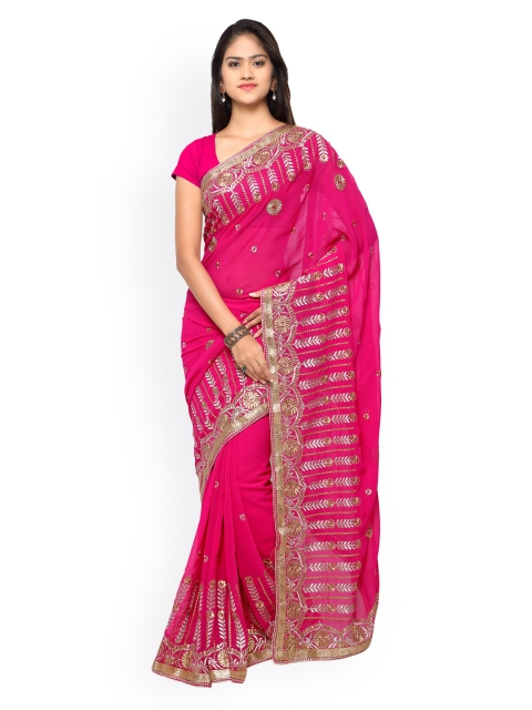 

Silk Bazar Pink Chiffon Embroidered Saree