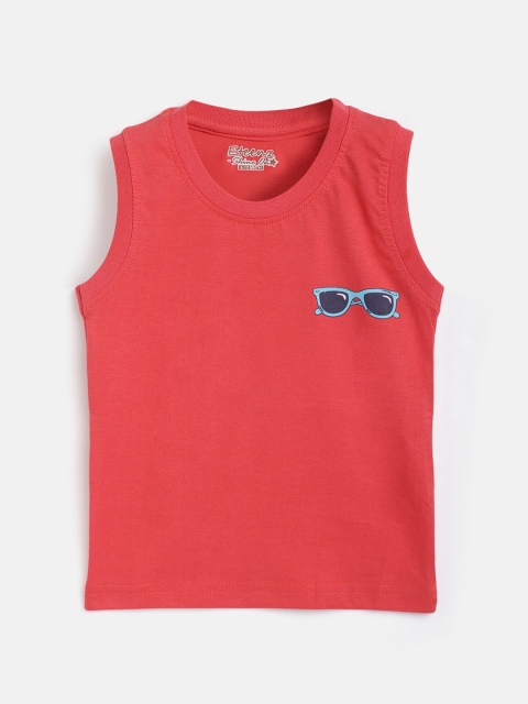 

Eteenz Infant Boys Coral Pink Solid Cotton T-shirt