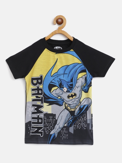 

Eteenz Boys Black & Yellow Batman Printed Cotton T-shirt