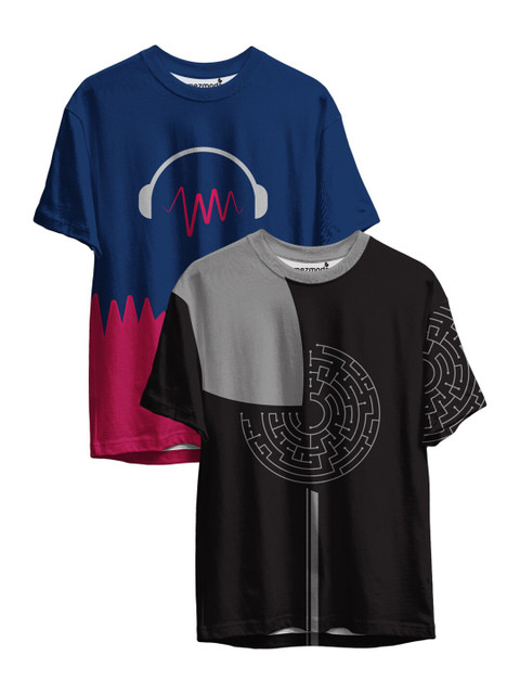 

mezmoda Boys Multicoloured 2 Drop-Shoulder Sleeves T-shirt, Multi