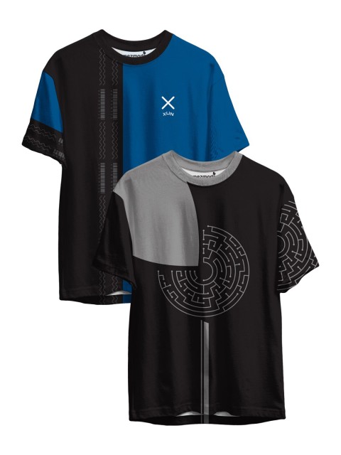 

mezmoda Boys Multicoloured 2 Drop-Shoulder Sleeves T-shirt, Multi