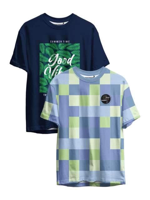 

mezmoda Boys Multicoloured 2 Checked V-Neck Pockets T-shirt, Multi