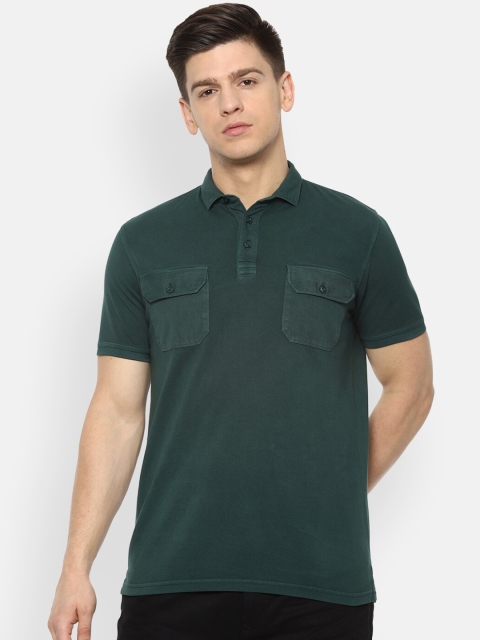 

Louis Philippe Jeans Men Green Polo Collar Pockets Slim Fit T-shirt
