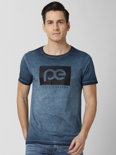 

Peter England Casuals Men Blue Printed Slim Fit T-shirt