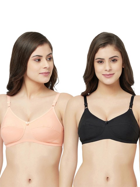 

GROVERSONS Paris Beauty Peach-Coloured & Black Set Of 2 All Day Comfort Everyday Bra