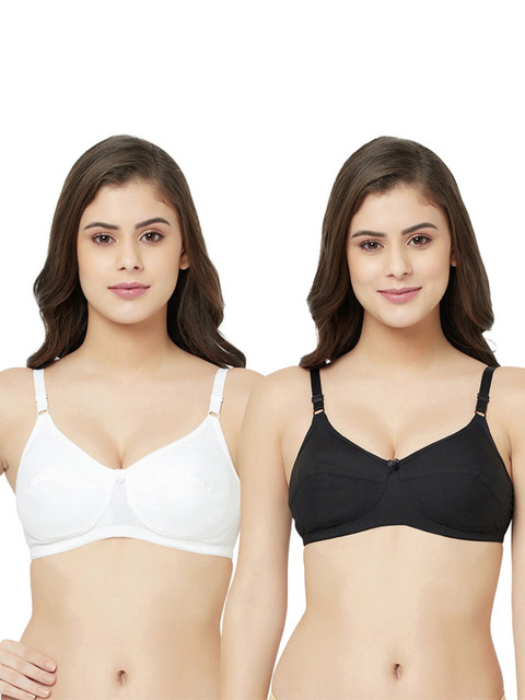 

GROVERSONS Paris Beauty Pack Of 2 Black & White Cotton Bra