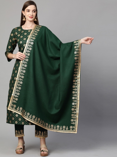 

KALINI Women Green Ethnic Motifs Yoke Design Kurta with Trousers & With Dupatta