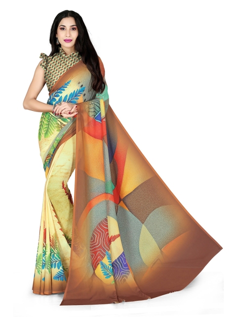 

KALINI Yellow & Red Abstract Printed Saree