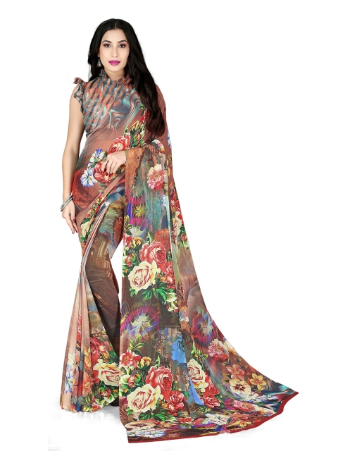 

KALINI Rust & Red Floral Saree