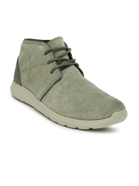 

Crocs Men Olive Green Solid Suede Mid-Top Kinsale Chukka Sneakers