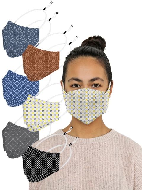 

PRIVIU Pack Of 6 4-Ply Pure Cotton Fusion Pro FFP2 Protective Face Mask, Brown