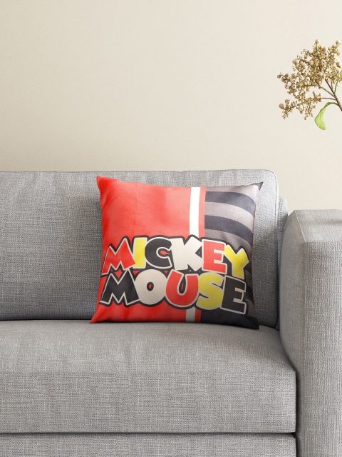 

SPACES Kids Orange & Off-White Mickey Mouse Print 16" X 16" Square Cushion Cover