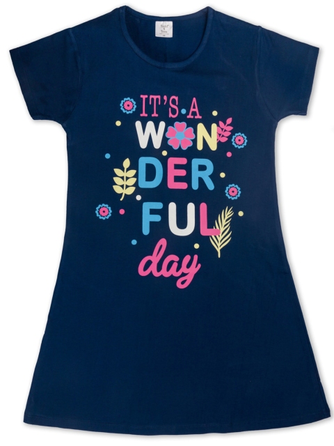 

Todd N Teen Girls Navy Blue Printed T-shirt Nightdress