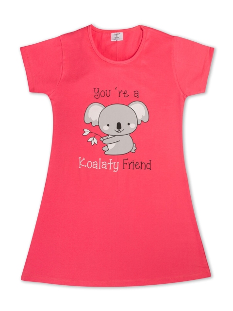 

Todd N Teen Girls Pink Printed Pure Cotton Nightdress
