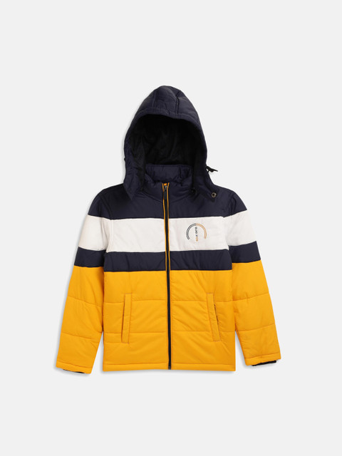 

Octave Boys Yellow & Navy Blue Colourblocked Padded Jacket