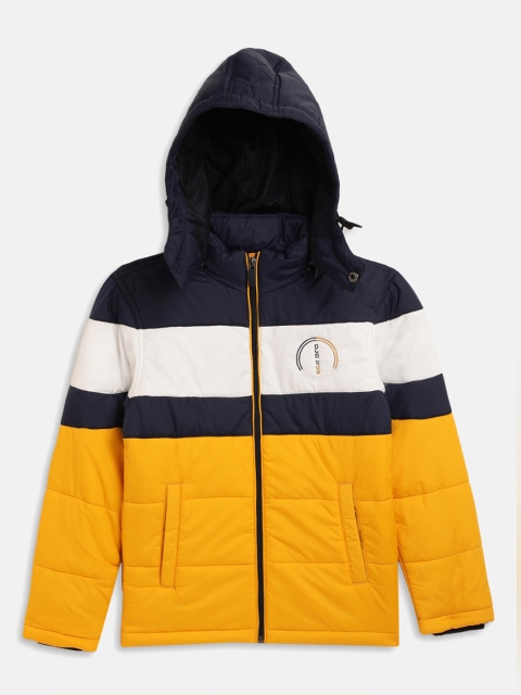 

Octave Boys Yellow Colourblocked Padded Jacket with Patchwork