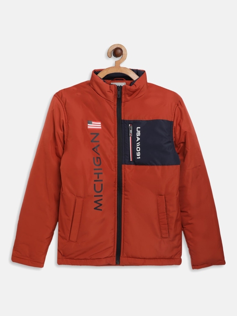 

Octave Boys Orange Typography Padded Jacket
