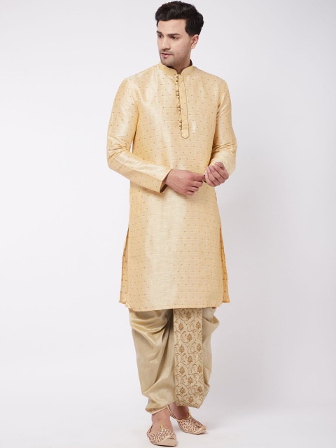 

VASTRAMAY Men Gold-Toned Kurta with Dhoti Pants
